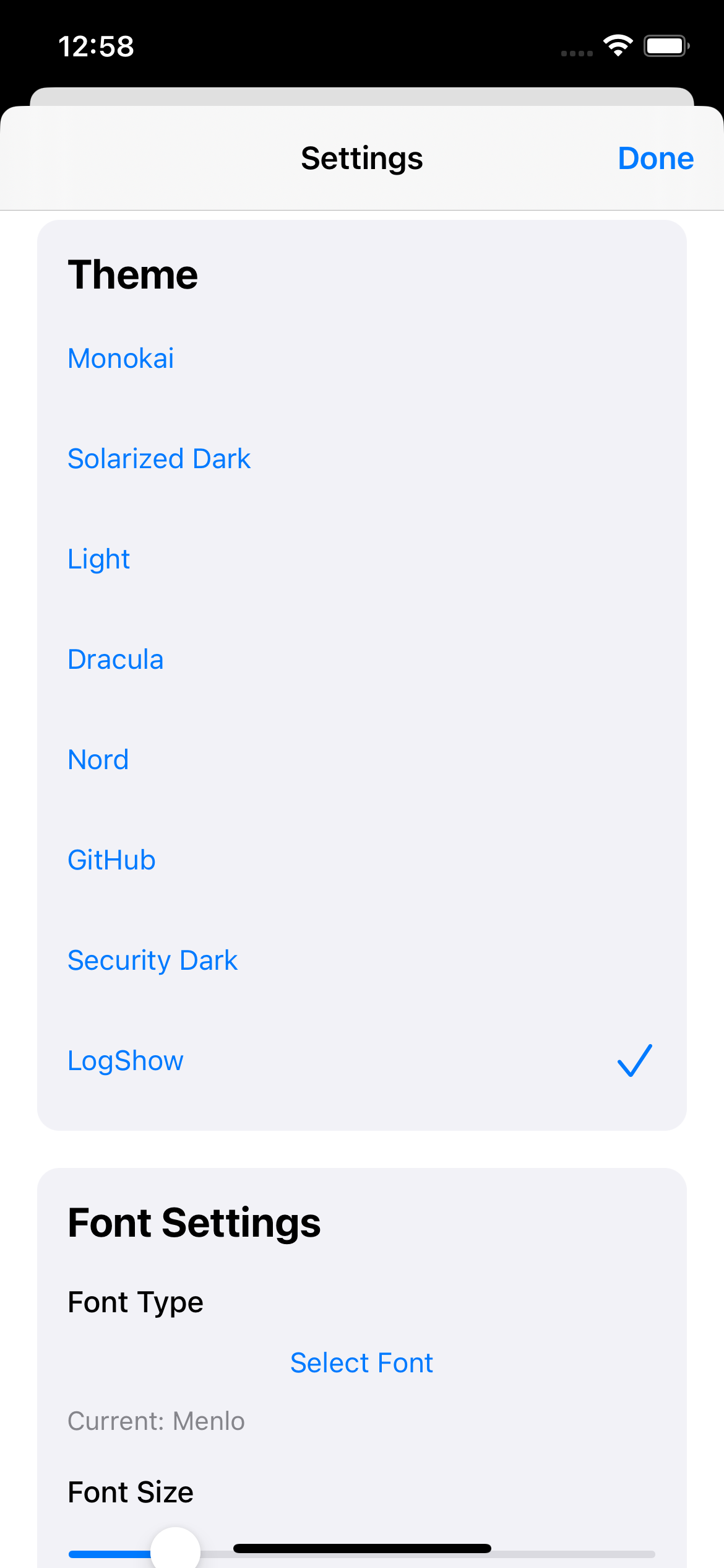 LogShow themes screenshot